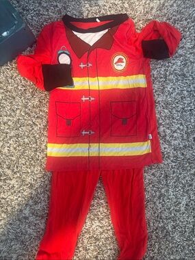 Posh Peanut Red Firefighter Kids Matching Set